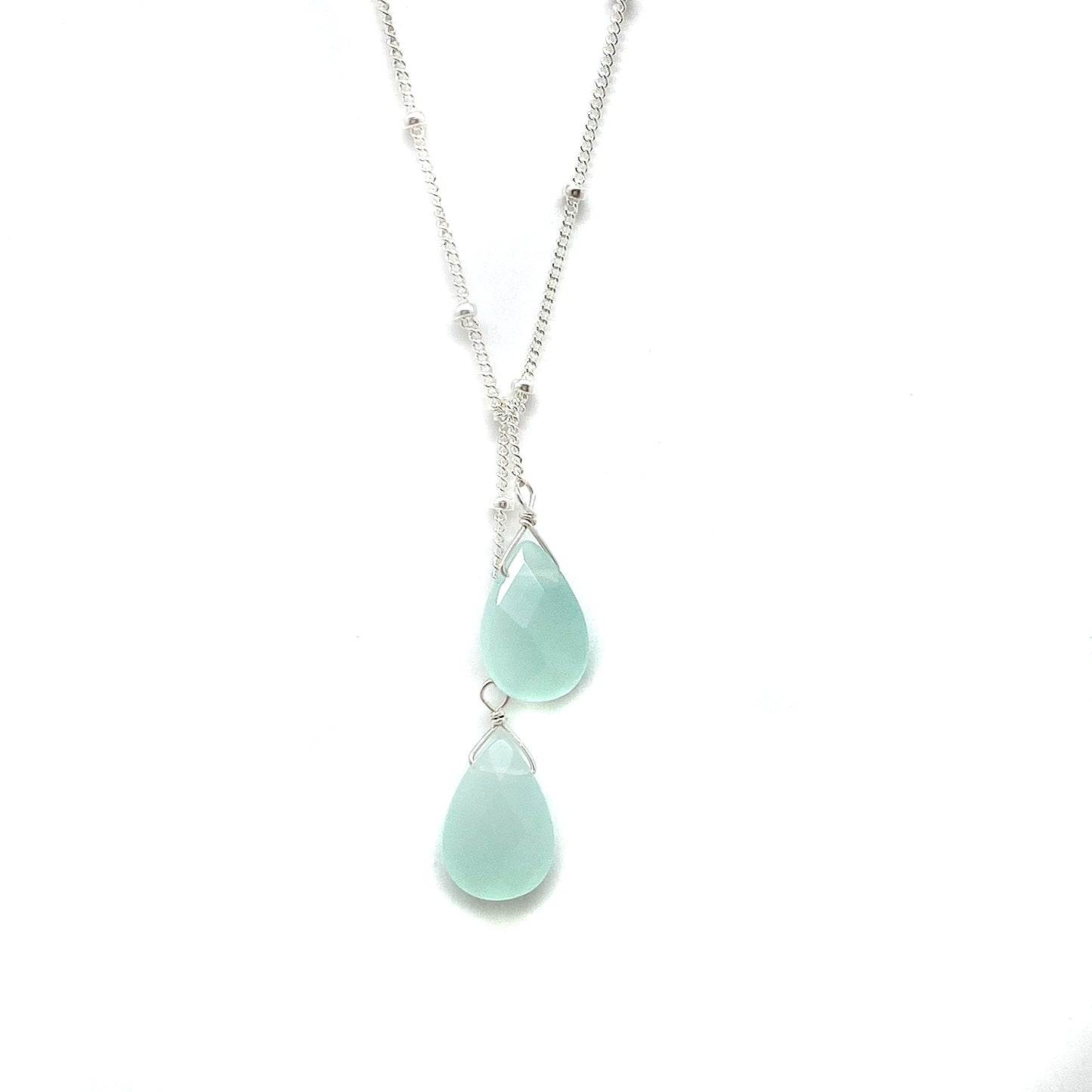 Wasabi Jewelry Lariat Necklace - Sterling Silver w/Stone