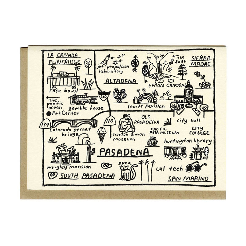 Pasadena Map Greeting Card