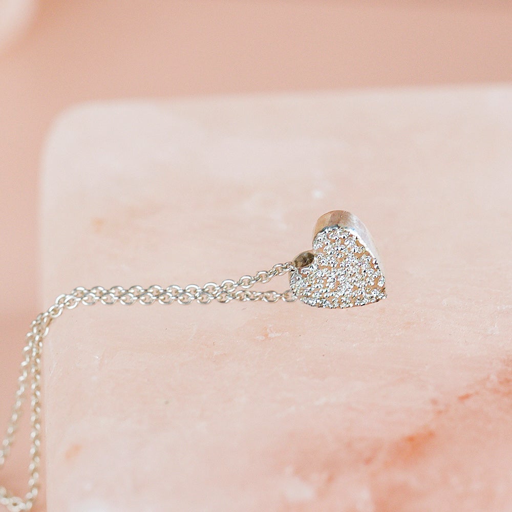 Heart Necklace Diamond Dusted Sterling Christina Kober