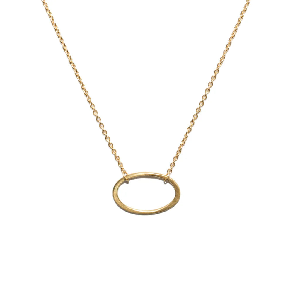 Mini Oval Necklace - 14 Karat Gold - 16"