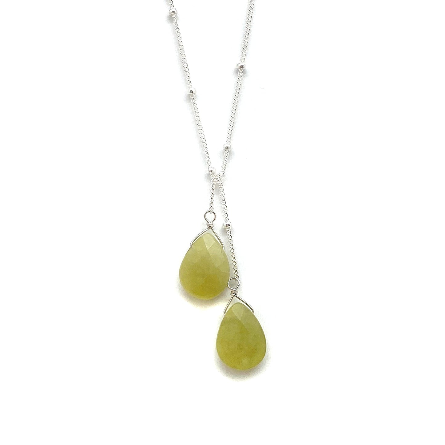 Wasabi Jewelry Lariat Necklace - Sterling Silver w/Stone