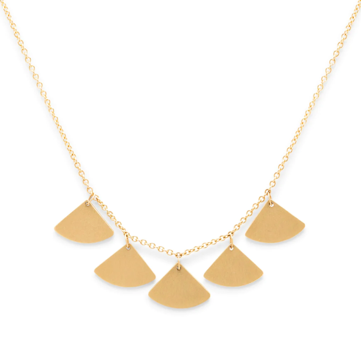 Gingko Bold 5 Leaf Necklace - 14 Karat Gold